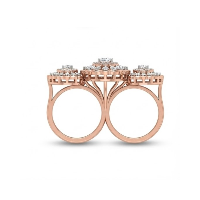 Triple Floral Halo Diamond Cocktail Ring