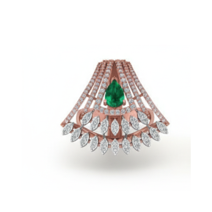 Majestic Emerald Cascade Diamond Cocktail Ring
