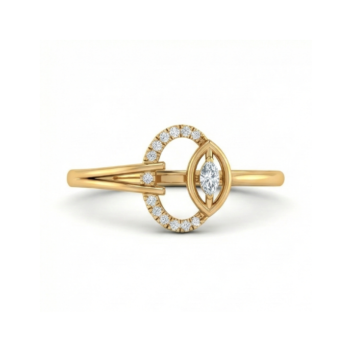 Modern Open Circle Diamond Ring