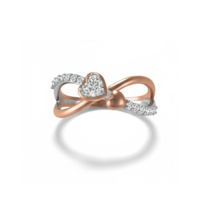 Dual Curve Heart Diamond Ring