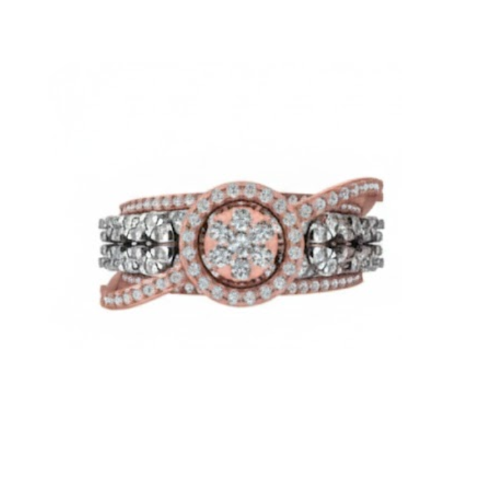 Royal Floral Overlapped Diamond Cluster Ring