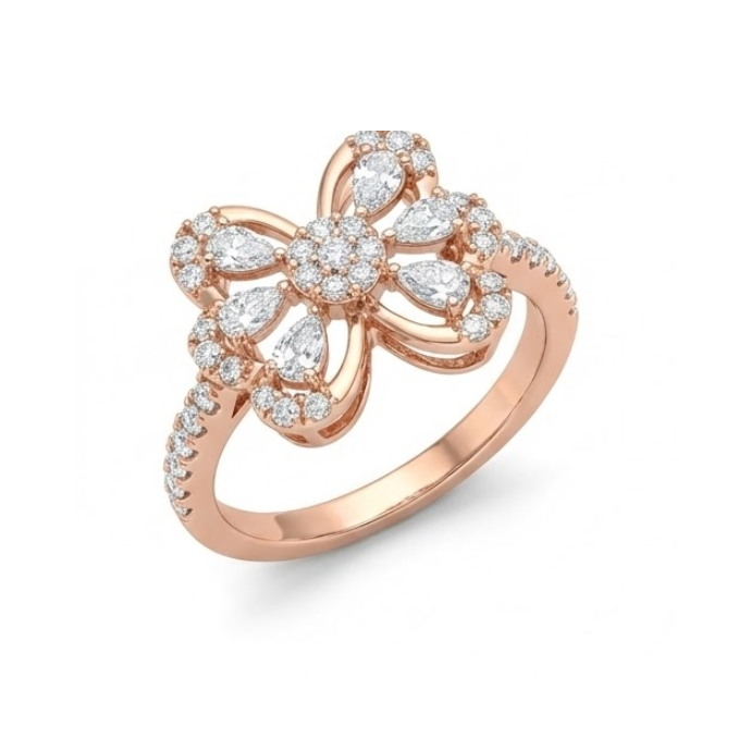 Regal Floral Crown Diamond Ring