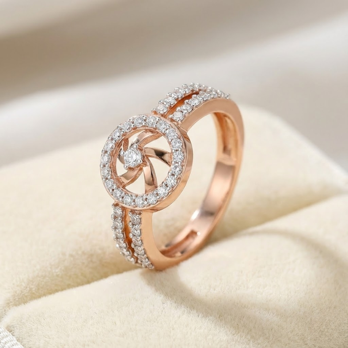 Spiral Halo Diamond Ring