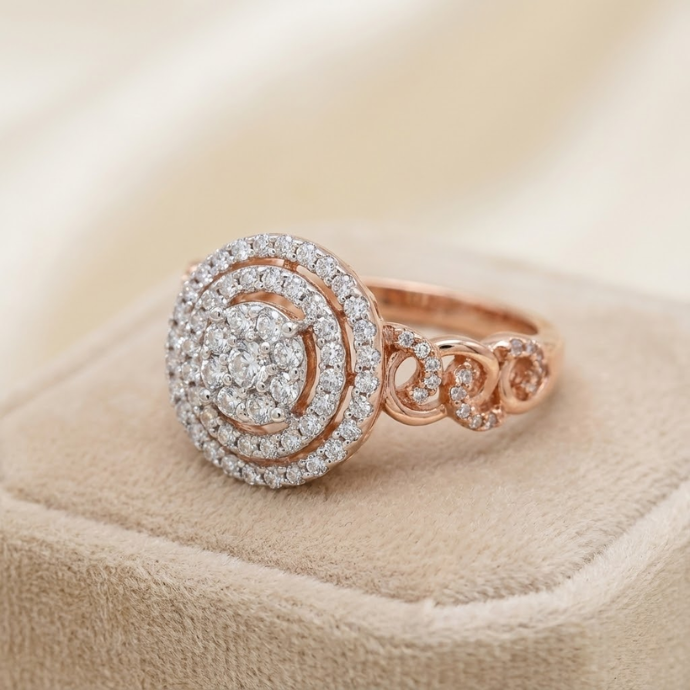 Double Halo Floral Grand Diamond Ring