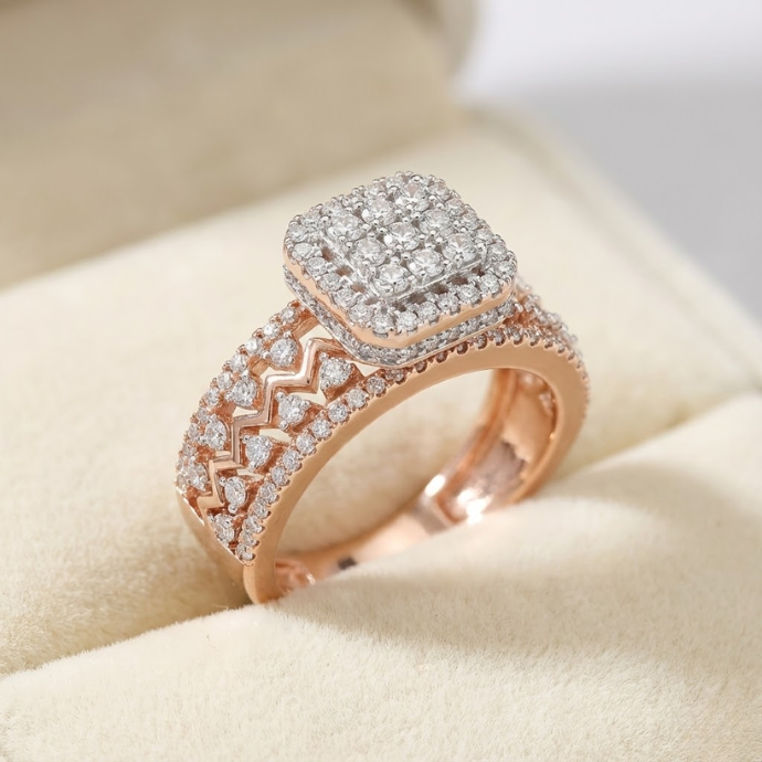 Grand Cushion Cluster Diamond Ring