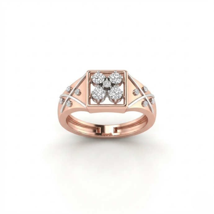 Rivet Square Diamond Forge Men's Ring