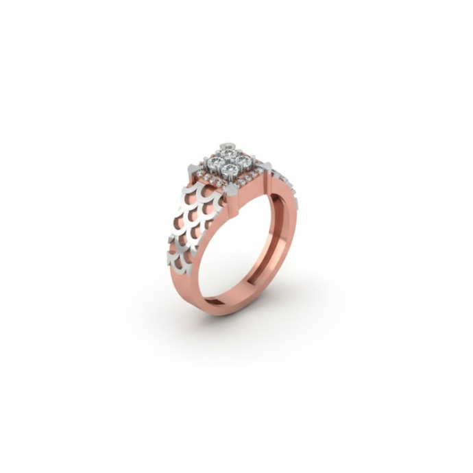 Ornate Diamond Cluster Men's Ring