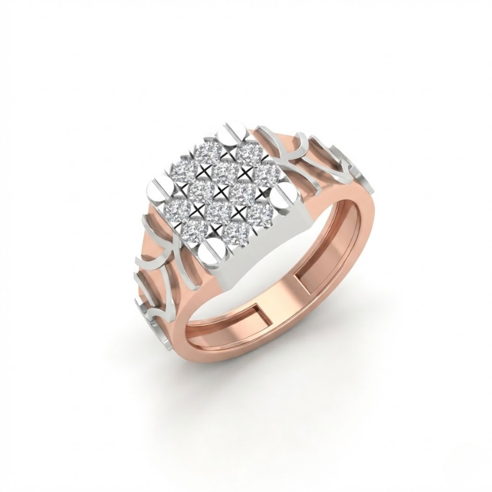 Baroque Weave Diamond Crest Men's Ring
