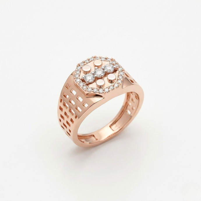 Celestial Lattice Diamond Dome Men's Ring