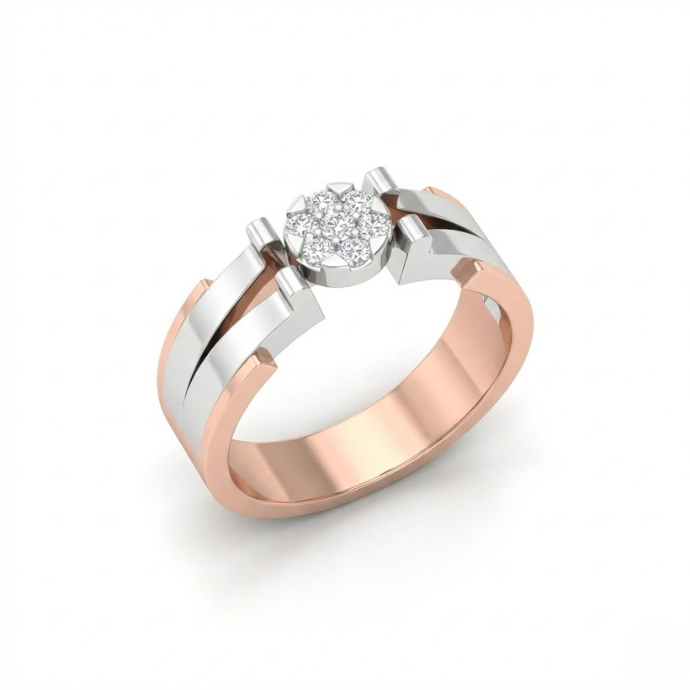 Dual Arc Solitaire Diamond Men's Ring