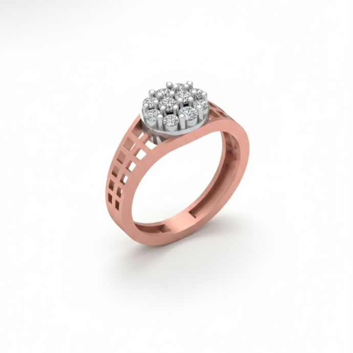 Celestial Grid Diamond Crest Men's Ring