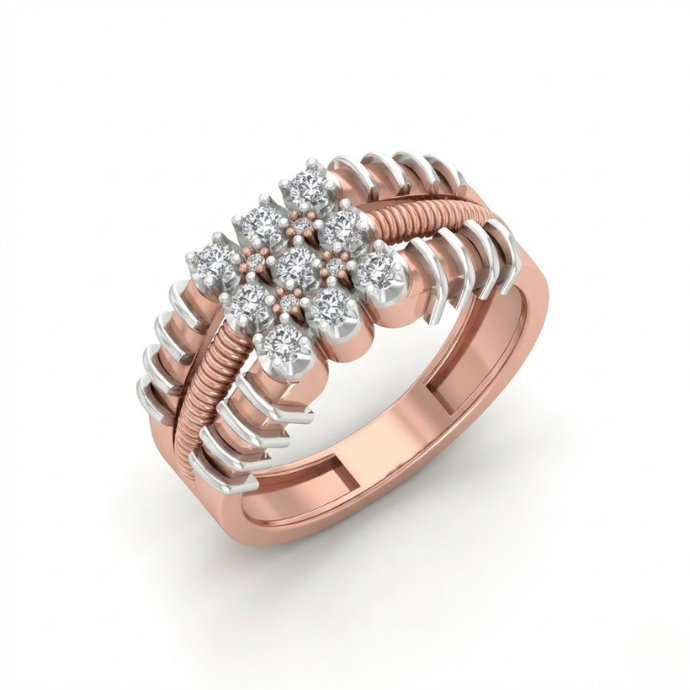 Regal Coil Diamond Bloom Men's Ring