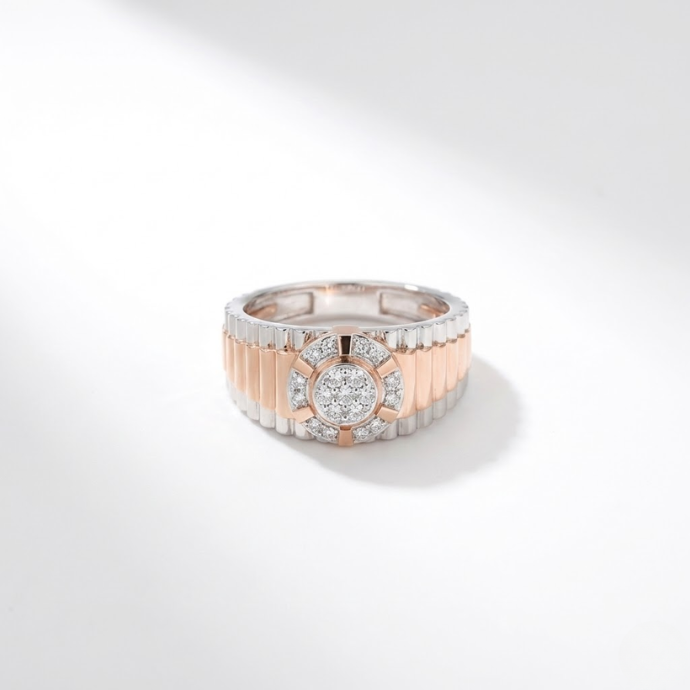 Radiant Crown Halo Diamond Men's Ring