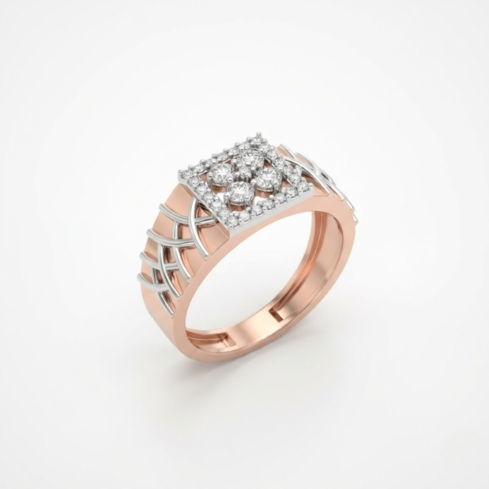 Regal Lattice Diamond Citadel Men's Ring