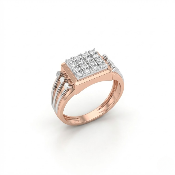 Titanium Spine Diamond Fortress Men's Ring