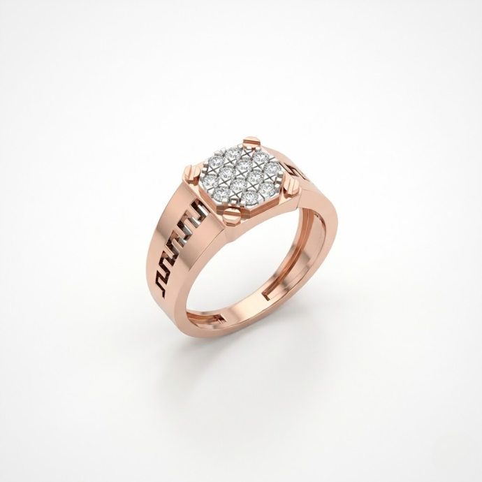 Heritage Hex Diamond Signet Men's Ring