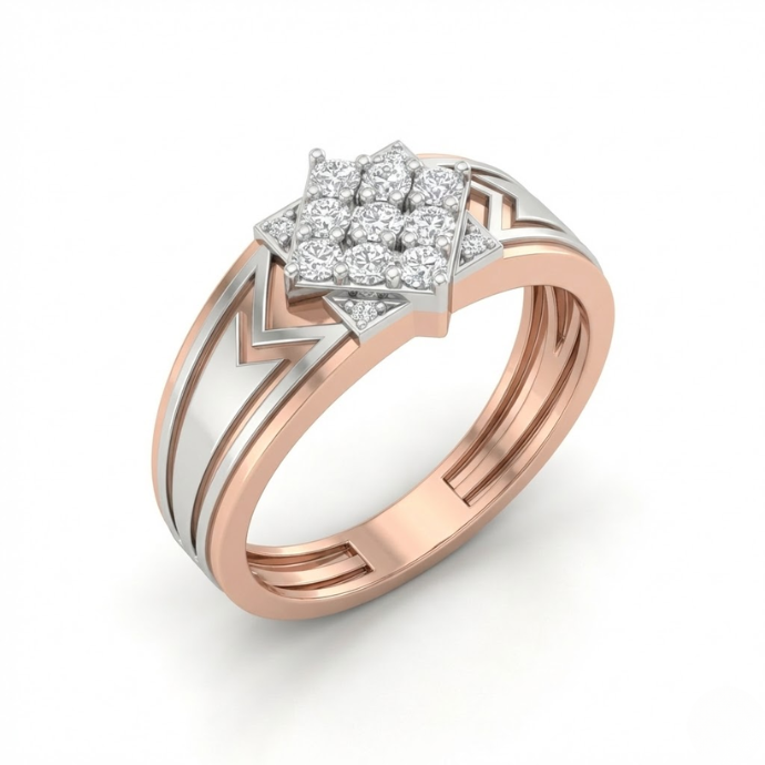 Arrowline Star Diamond Sovereign Men's Ring