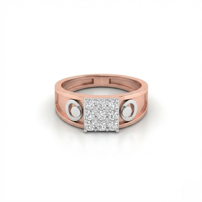 Twin Orbit Diamond Crest Men's Ring