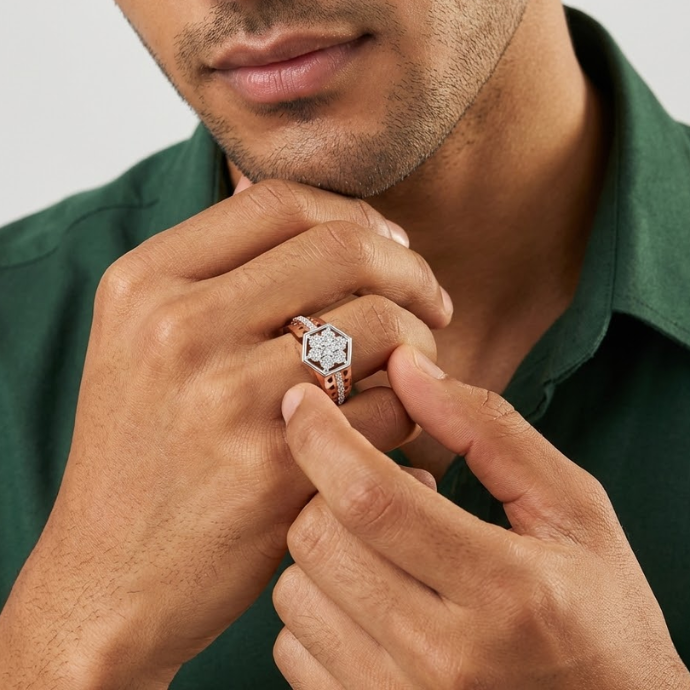 Hexa Halo Diamond Vanguard Men's Ring