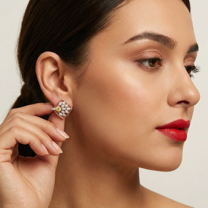 Kite Shape Diamond Earring