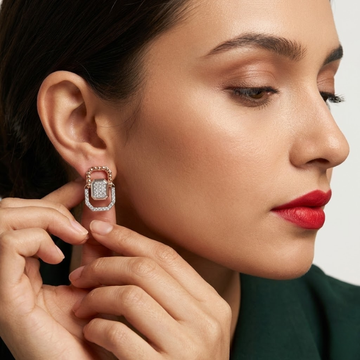 Contemporary Emerald Halo Beaded Dual-Tone Earrings