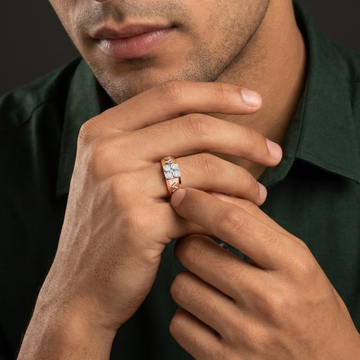 Zigzag Quartet Diamond Signet Men's Ring
