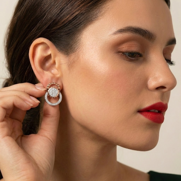 Double Earring Halo Cluster Diamond Earrings