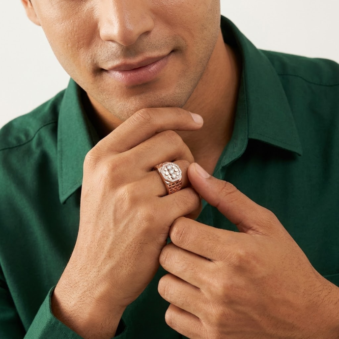 Celestial Lattice Diamond Dome Men's Ring