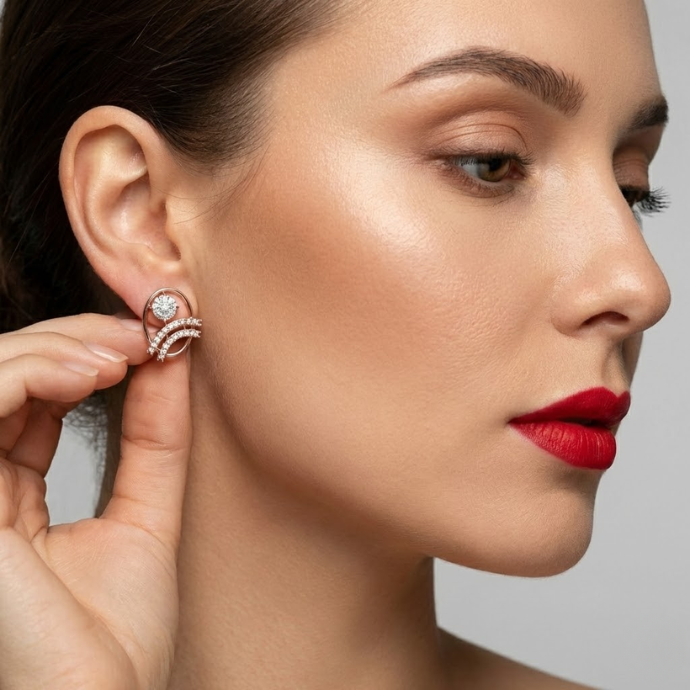 Twisted Ribbon Sparkle Diamond Earrings