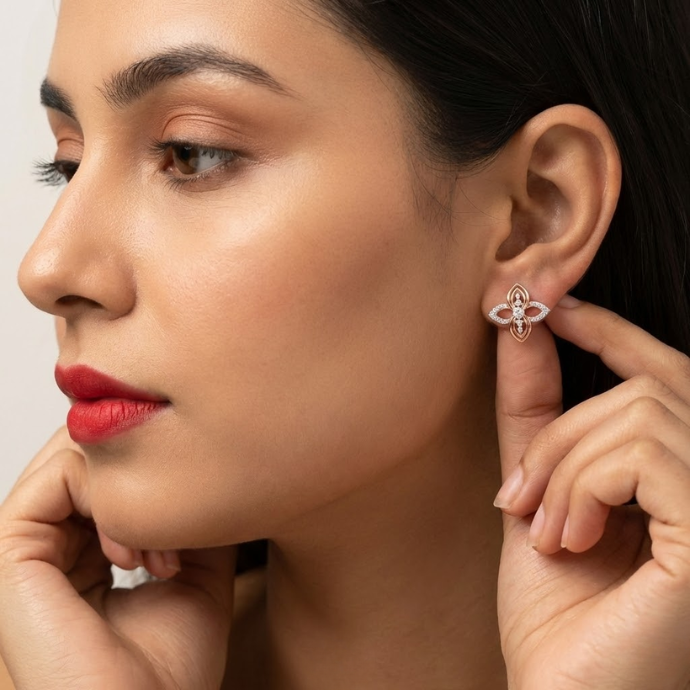 Floral Bow Diamond Earring
