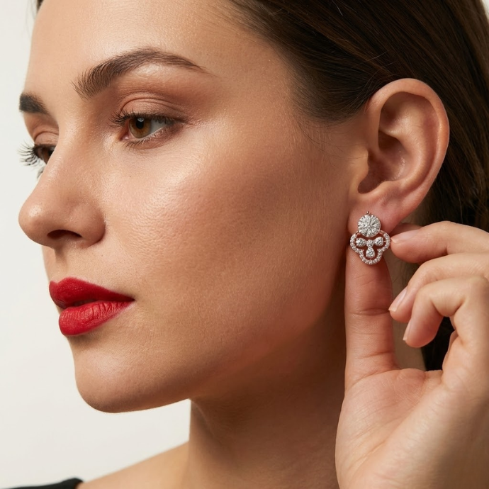 Petite Clover Bloom Diamond Earrings