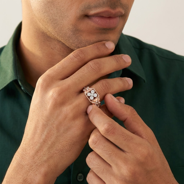 Rivet Square Diamond Forge Men's Ring