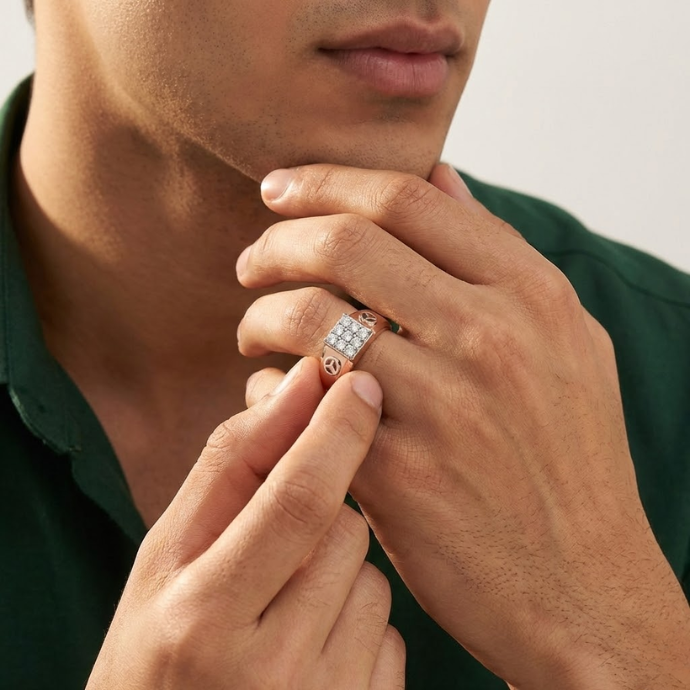Unity Crest Diamond Sovereign Men's Ring
