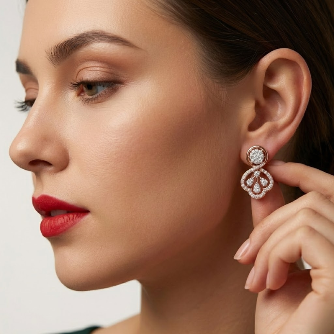 Infinity Floral Diamond Earrings