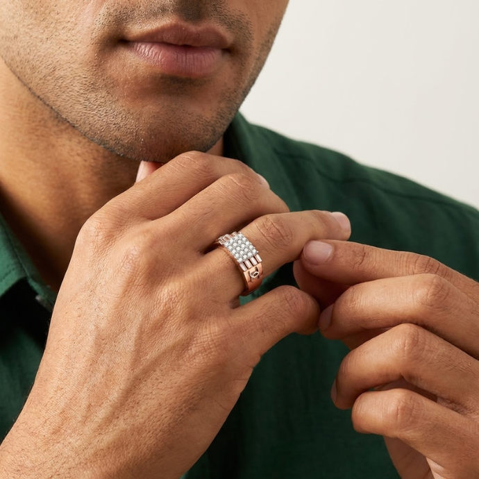 Prestige Lock Diamond Statement Men's Ring