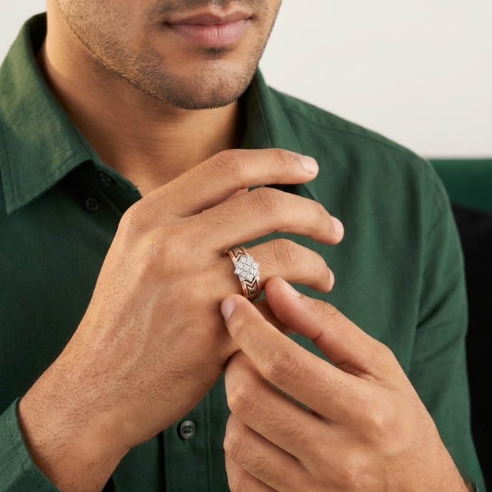Arrowline Star Diamond Sovereign Men's Ring