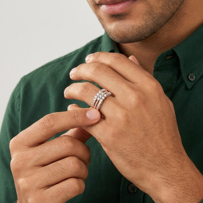 Regal Coil Diamond Bloom Men's Ring