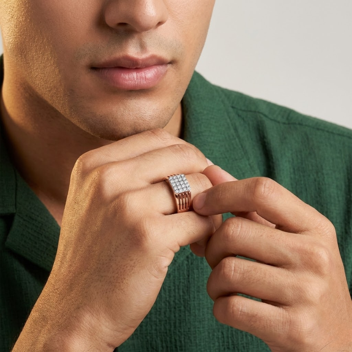 Elite Grid Diamond Power Men's Ring