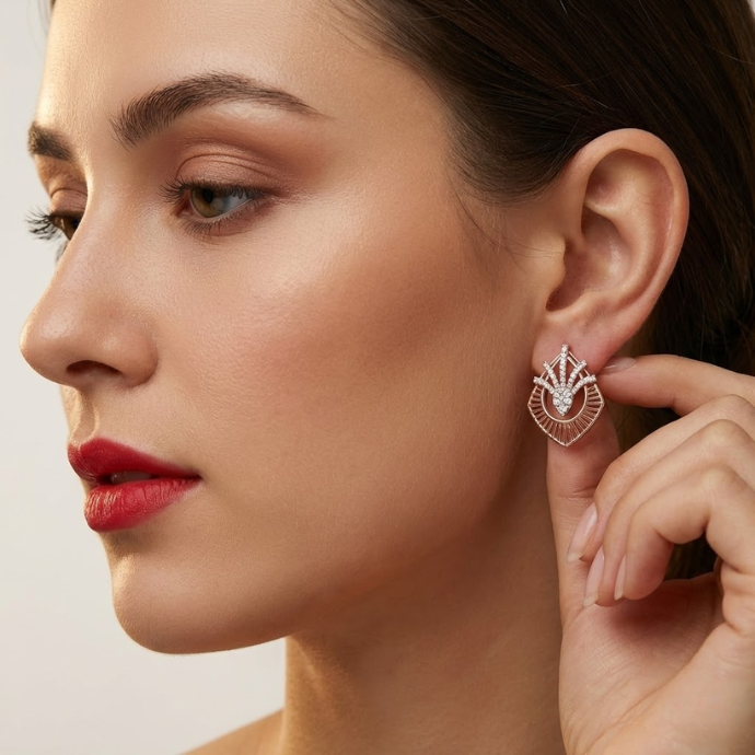 Designer Radiant Fan Diamond Earrings