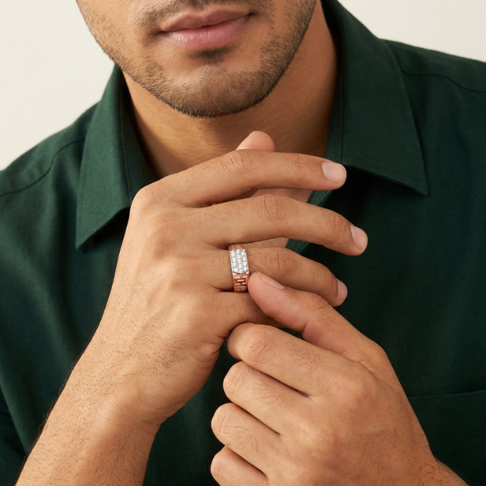 Prism Slit Diamond Monarch Men's Ring