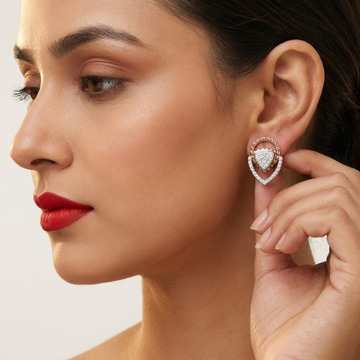 Teardrop Illusion Cluster Dual-Loop Stud Earrings