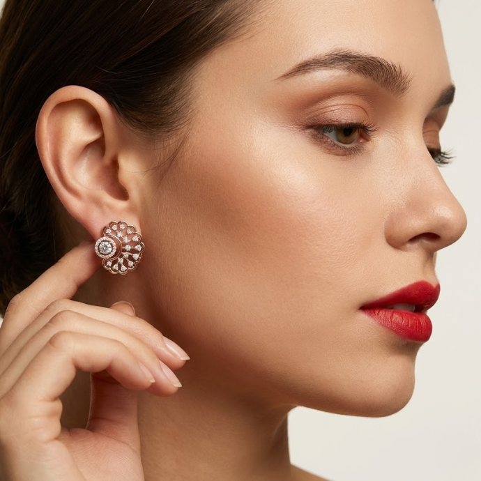 Grand Cascading Floral Diamond Statement Earrings