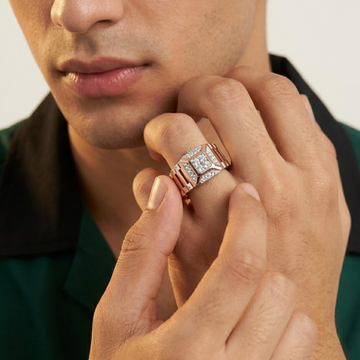 Imperial Square Halo Diamond Men's Ring