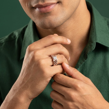 Ornate Diamond Cluster Men's Ring