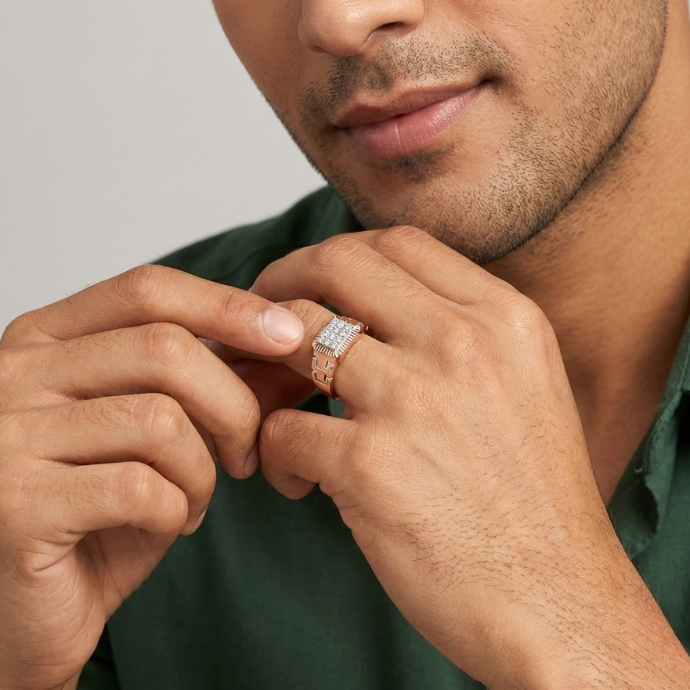 Grand Block Diamond Sentinel Men's Ring