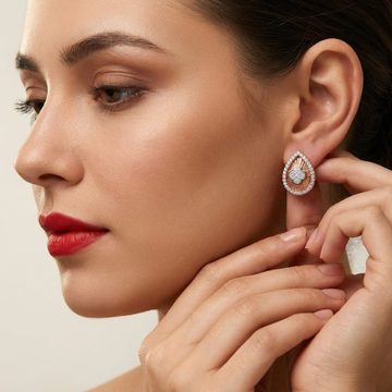 Tear-Drop Radiant Bloom Diamond Earrings