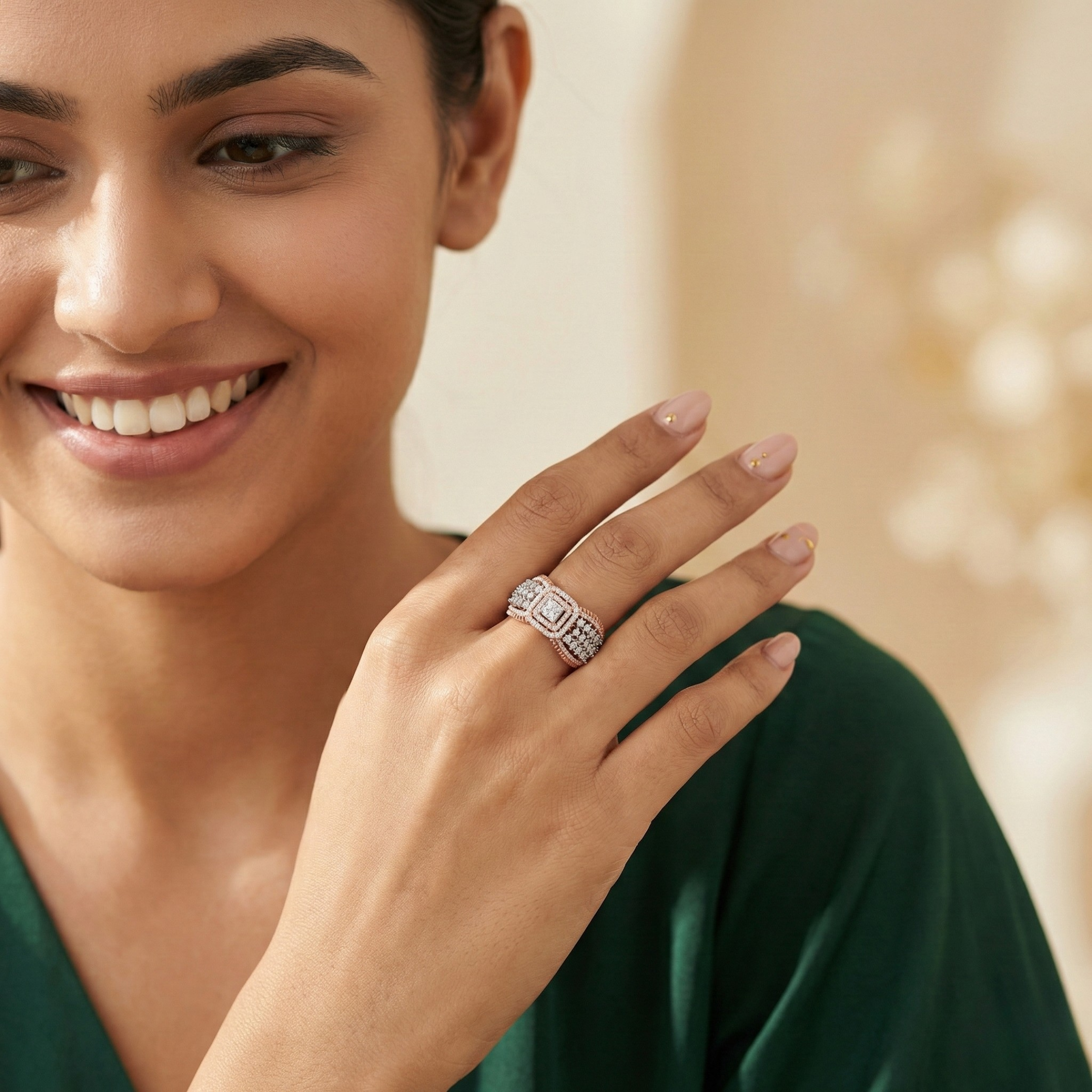 Heavy Designer Multi-Layer Diamond Ring