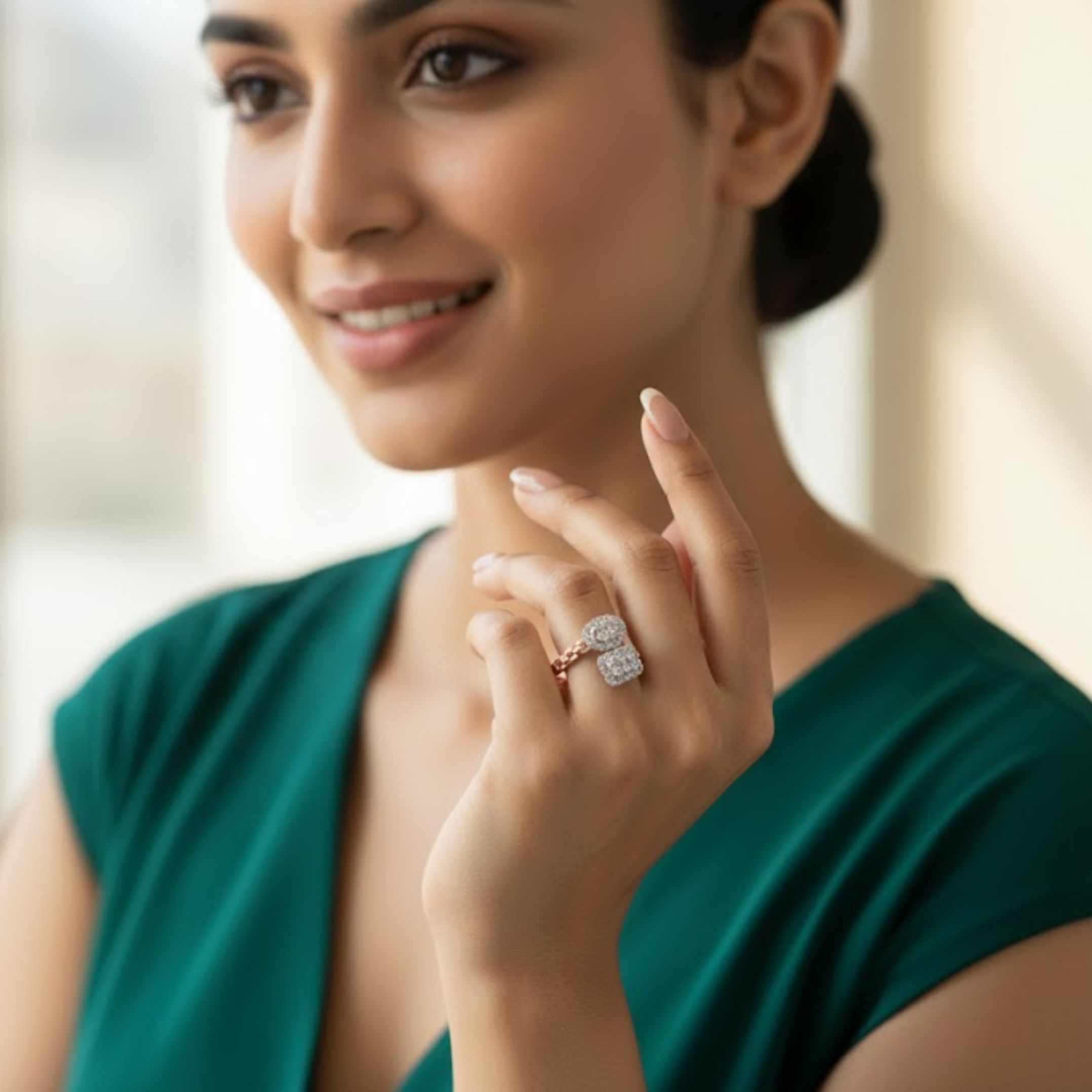 Dual Motif Modern Wrap Diamond Ring
