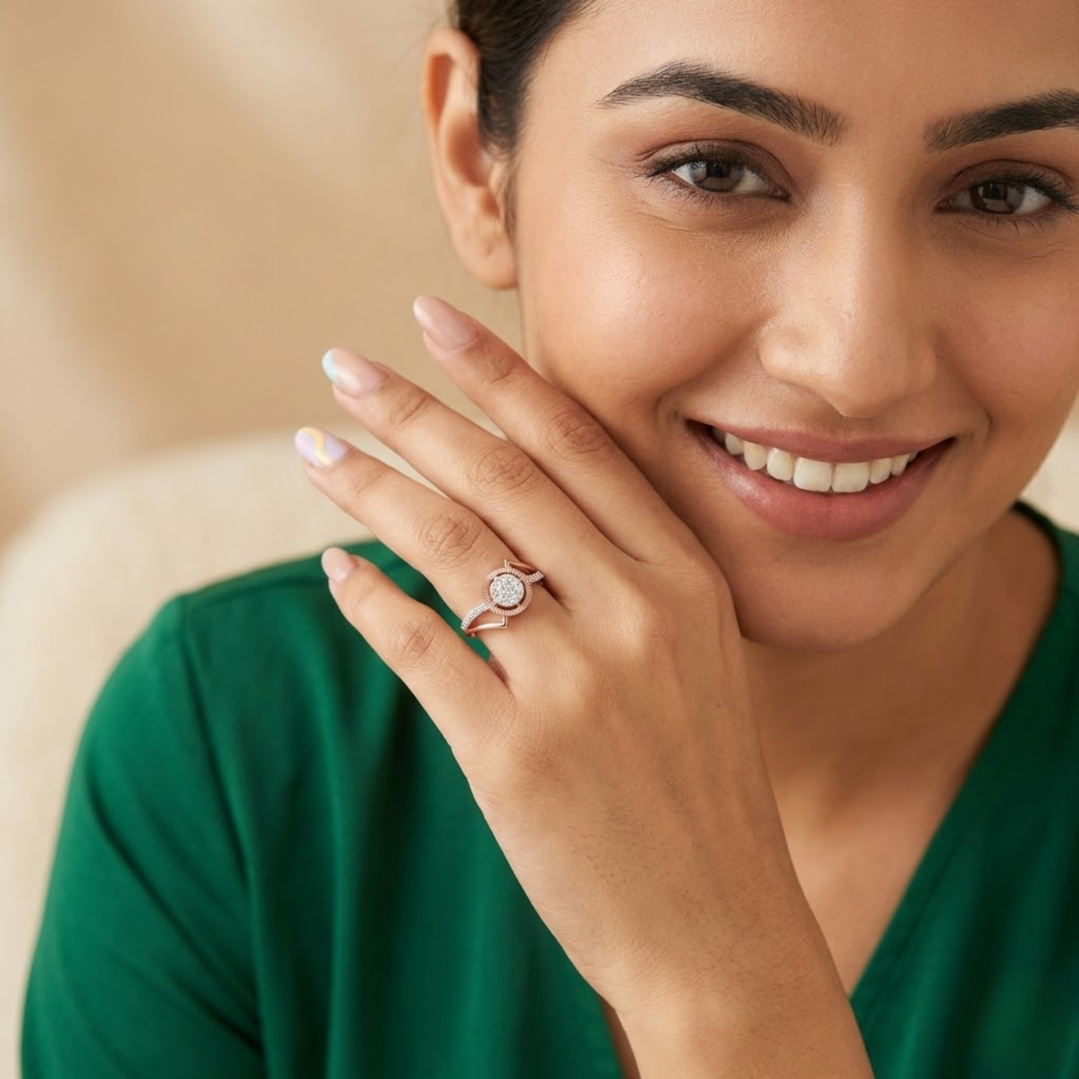 Radiant Round Halo Split-Shank Diamond Ring