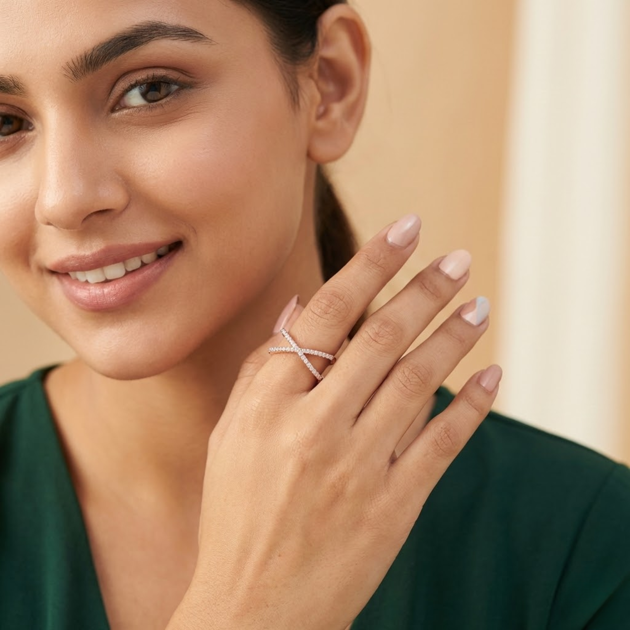 Contemporary Crossover Diamond Ring